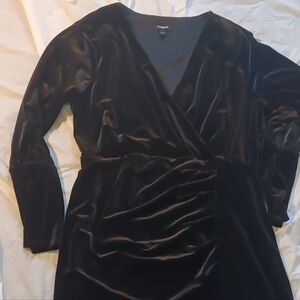 Express Black Velvet Midi Party Dress, XL, Plus Size